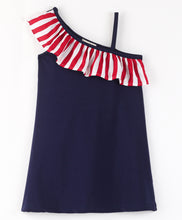 Load image into Gallery viewer, Striped Printed Frill with Strap Solid Dress