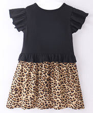 Load image into Gallery viewer, Animal Print Color Block Frilled Dress