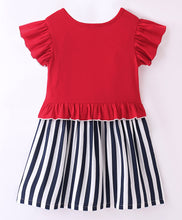 Load image into Gallery viewer, Striped Printed Color Block Frilled Dress