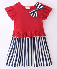 Load image into Gallery viewer, Striped Printed Color Block Frilled Dress