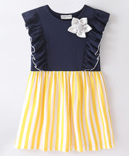 Load image into Gallery viewer, Striped Printed Color Block Frilled Dress