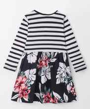 Load image into Gallery viewer, Striped with Floral Printed Full Sleeves Dress