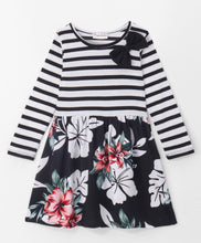 Load image into Gallery viewer, Striped with Floral Printed Full Sleeves Dress