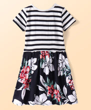 Load image into Gallery viewer, Floral with Stripes Half Sleeves Dress