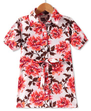 Load image into Gallery viewer, Floral Printed Belted Shirt Style Dress