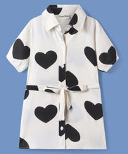 Load image into Gallery viewer, Hearts Printed Belted Shirt Style Dress