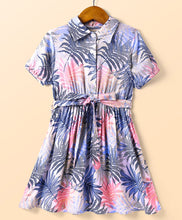 Load image into Gallery viewer, Leaves Printed Collared Shirt Dress