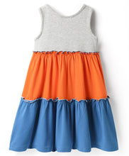 Load image into Gallery viewer, Solid Double Layered Frilled Sleeveless Dress - Blue