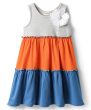 Load image into Gallery viewer, Solid Double Layered Frilled Sleeveless Dress - Blue