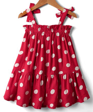 Load image into Gallery viewer, Polka Printed Frilled Strap Shoulder Dress