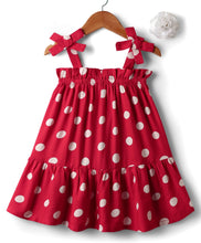Load image into Gallery viewer, Polka Printed Frilled Strap Shoulder Dress