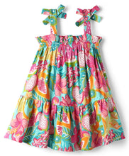 Load image into Gallery viewer, Floral Printed Frilled Strap Shoulder Dress