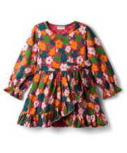 Load image into Gallery viewer, Floral Printed Ruffle Detail Full Sleeves Cotton Dress