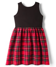 Load image into Gallery viewer, Solid with Checkered Sleeveless Cotton Dress