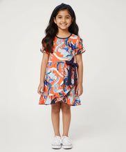 Load image into Gallery viewer, Abstract Print Frilled Short Sleeves Cotton Dress