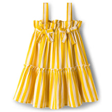 Load image into Gallery viewer, Striped with Bow Applique Straped Tiered Dress