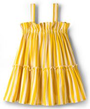 Load image into Gallery viewer, Striped with Bow Applique Straped Tiered Dress