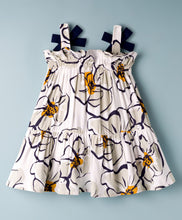 Load image into Gallery viewer, Floral with Bow Applique Straped Tiered Dress