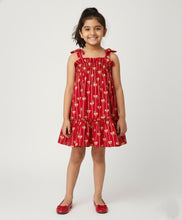 Load image into Gallery viewer, Cotton Stripes and Bows Straped Tiered Dress