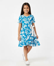 Load image into Gallery viewer, Abstract Print Frilled Short Sleeves Cotton Dress