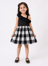 Load image into Gallery viewer, Checkered Printed Frilled Strap Dress