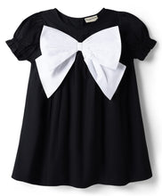 Load image into Gallery viewer, Cotton Solid Short Sleeves Dress with Bow Applique
