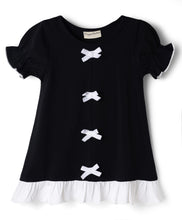 Load image into Gallery viewer, Cotton Solid Frilled Dress with Bow Applique