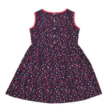 Load image into Gallery viewer, CrayonFlakes Kids Wear for Girls 100% Cotton Sleeveless Frock Navy Blue Floral Dress