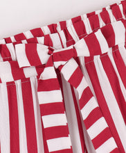 Load image into Gallery viewer, Striped Printed Belted Plazzo - Red