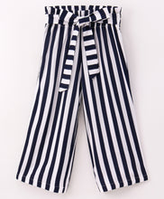 Load image into Gallery viewer, Striped Printed Belted Plazzo - Navy