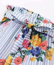 Load image into Gallery viewer, Floral and Stripes Printed Belted Plazzo