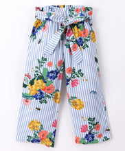 Load image into Gallery viewer, Floral and Stripes Printed Belted Plazzo