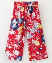 Load image into Gallery viewer, Floral Printed Belted Plazzo - Red