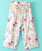 Load image into Gallery viewer, Floral Printed Belted Plazzo - White