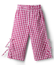 Load image into Gallery viewer, Cotton Checkered Full Length Pant with Bow Applique