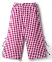 Load image into Gallery viewer, Cotton Checkered Full Length Pant with Bow Applique