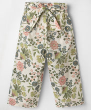 Load image into Gallery viewer, Cotton Floral Printed Belted Pant - Offwhite