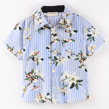 Load image into Gallery viewer, Stripes and Flowers Printed Half Sleeves Shirt