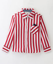 Load image into Gallery viewer, Striped Print Full Sleeves Shirt - Red
