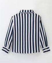 Load image into Gallery viewer, Striped Print Full Sleeves Shirt - Navy
