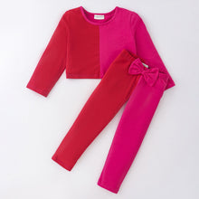 Load image into Gallery viewer, Solid Color Block Crop Top Leggings Set