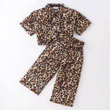 Load image into Gallery viewer, Animal Print Crop Shirt Palazzo Set