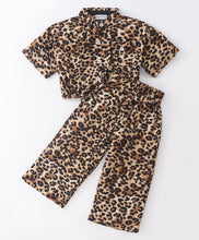 Load image into Gallery viewer, Animal Print Crop Shirt Palazzo Set