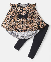 Load image into Gallery viewer, Animal Print Frilled Top Leggings Set