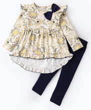 Load image into Gallery viewer, Floral Printed Frilled Top Leggings Set