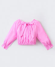 Load image into Gallery viewer, Solid Frilled Bow Crop Top Floral Palazzo Set