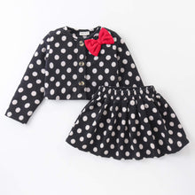 Load image into Gallery viewer, Polka Dots Printed Crop Cardigan Skirt Set