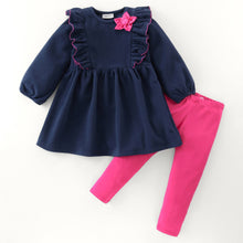 Load image into Gallery viewer, Solid Polar Fleece Frilled Dress Leggings Set