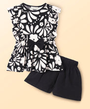 Load image into Gallery viewer, Floral Frilled Top Solid Shorts Set