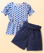 Load image into Gallery viewer, Polka Frilled Top Belted Shorts Set